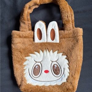 Brown Plush Labubu Kids Tote Bag